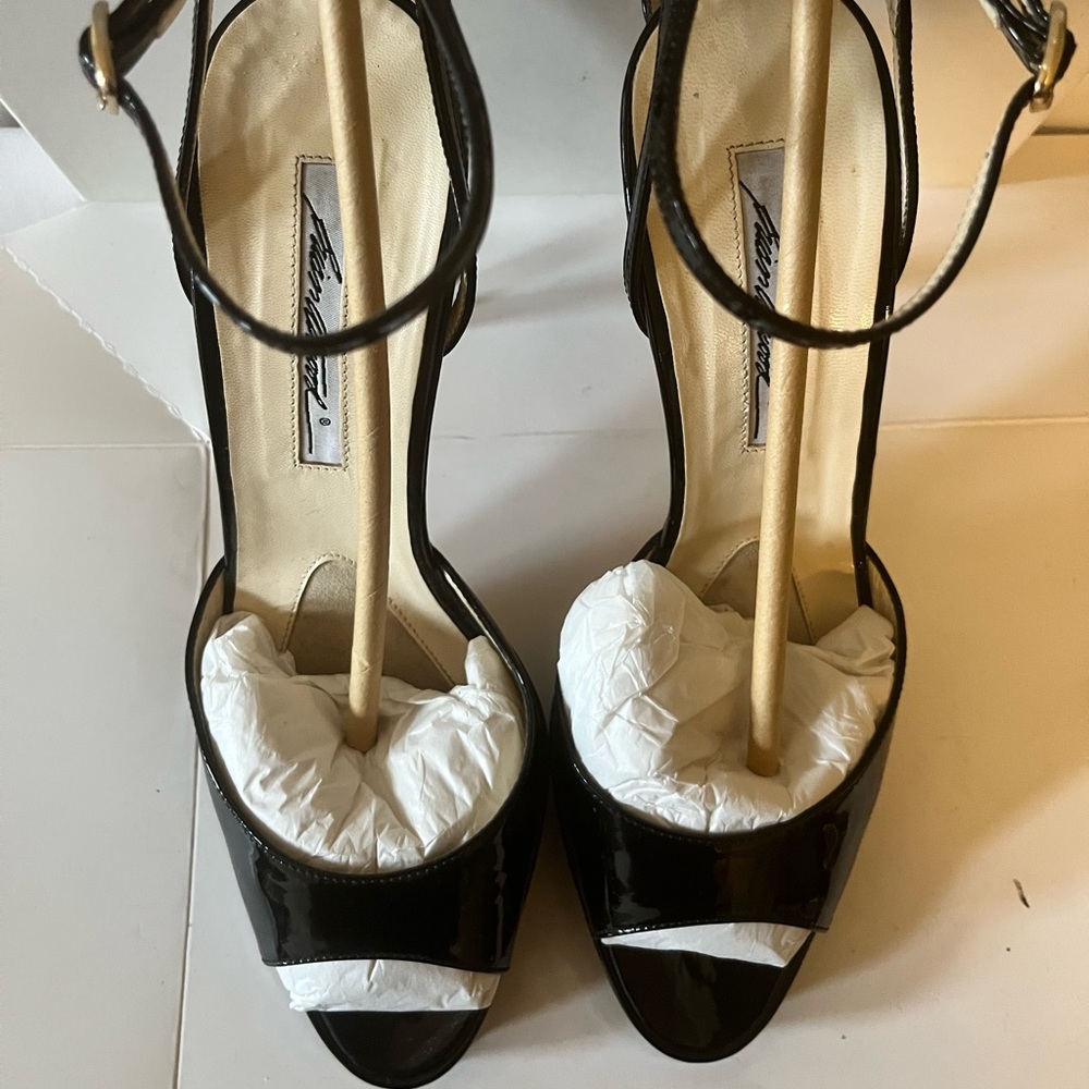 Brian Atwood patent leather high heel sandal